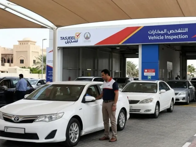 Comfort Drive driver taking a client's car through RTA vehicle inspection in Dubai