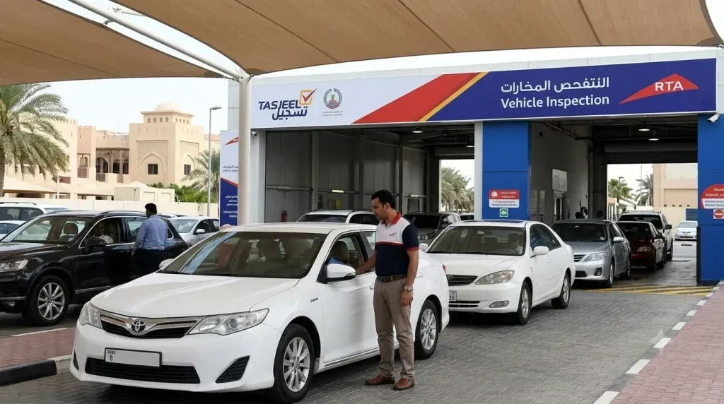 Comfort Drive driver taking a client's car through RTA vehicle inspection in Dubai
