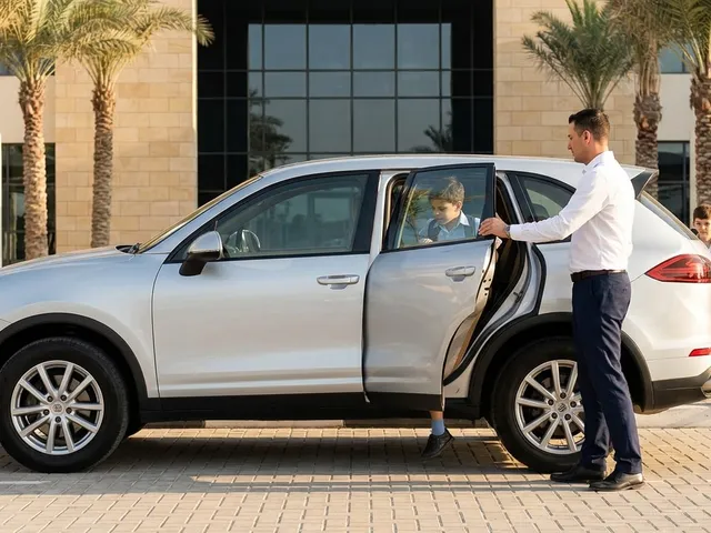 Comfort Drive driver dropping children at a Dubai school in the family car